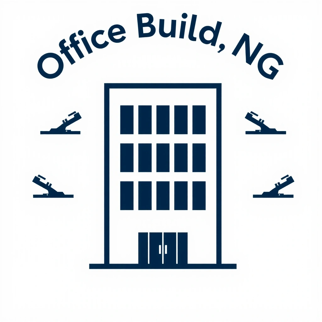 O pictogramă minimalistă a unei clădiri moderne de birouri, simbolizând sediul companiei.