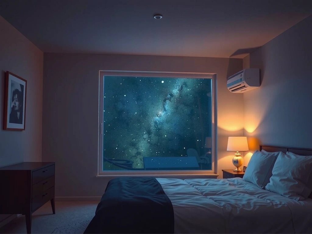 Dormitor liniștit noaptea, simbolizând somnul odihnitor